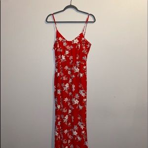H&M Red Floral Long Dress